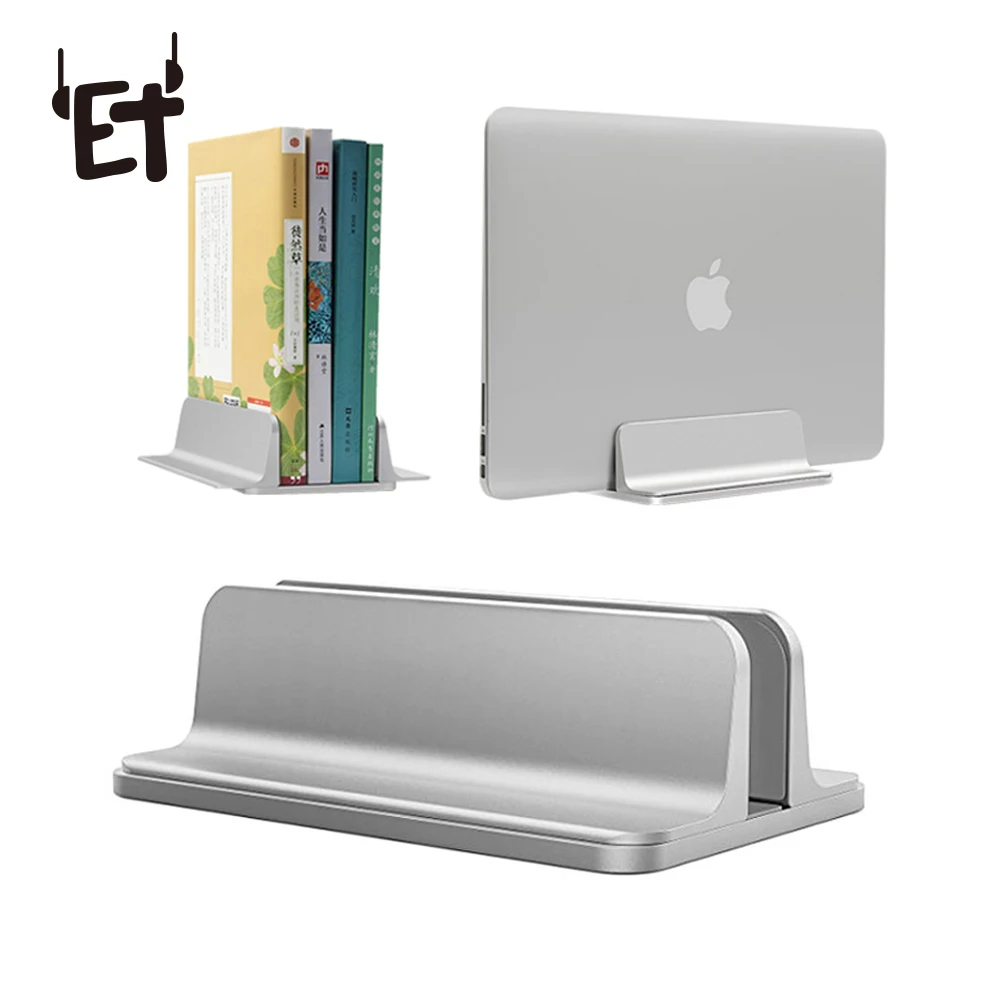 2 in 1 Adjustable Vertical Laptop Stand Holder Portable Anti skid Aluminum Stand for MacBook Pro
