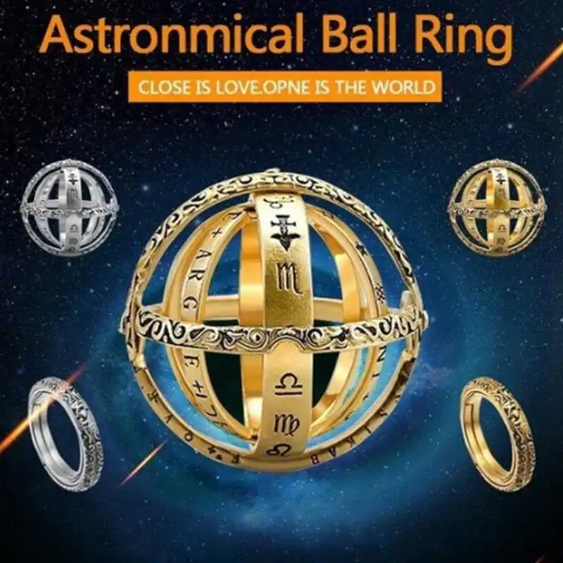 

Creative Men's Ring Astronomical Ball Ring Retro Rotation Deformation Cosmic Constellation Ring Astronomy Lovers Couple Jewelry