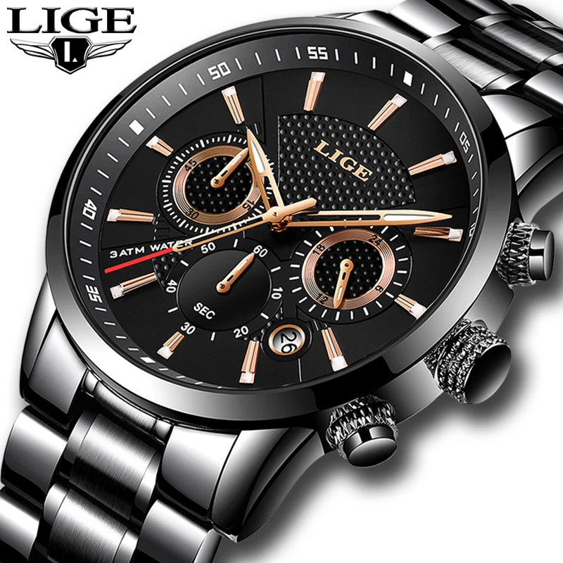 

Relojes Hombre 2018 New LIGE Mens Watches Top Brand Luxury Fashion Business Quartz Watch Men Military Sport Waterproof Clock+Box