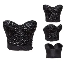 Плюс размер Crystal кристалл бюстгальтер с бусинами Топ для женщин пуш-ап бюстье без бретелек нижнее белье панк бюстгальтер нижнее белье для диско танцевальная клубная одежда