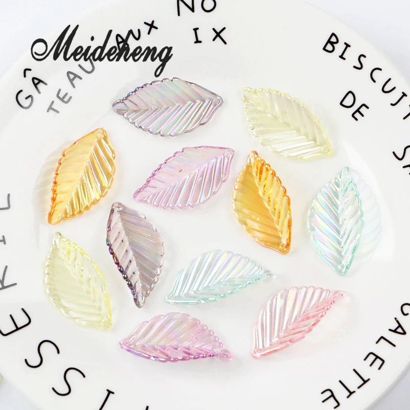 

Cheap Acrylic Transparent AB Color Rainbow Leaves Beads For Jewelry Making Decoration Handmade DIY Craft Accessories Kid's Gift