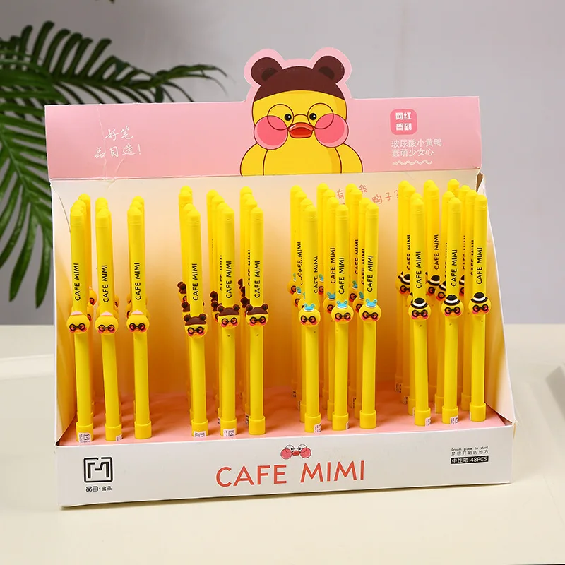 

48 Pcs Gel Pens Cartoon CAFE MIMI Black Colored Kawaii Gift Gel-ink Pens Pens for Writing Cute Stationery Office School Supplies