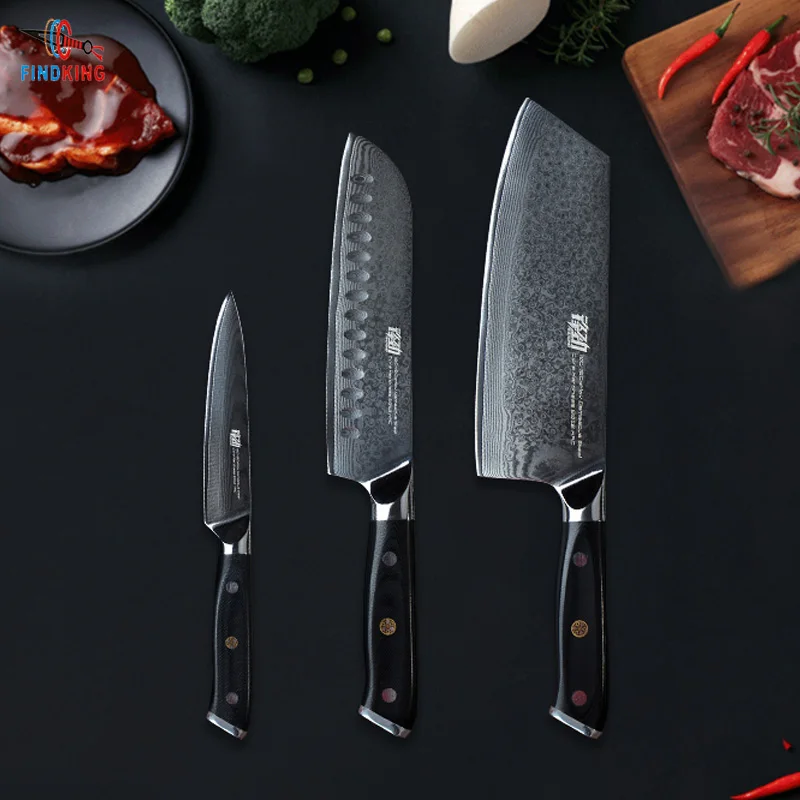 Набор ножей с ручкой FINDKING G10 7 дюймовый Нож для мясника нож santoku 5 Фруктовый 67 слоев