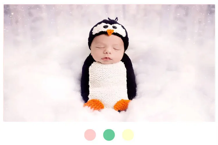 Реквизит для фотосъемки новорожденных, студийный спальный мешок с пингвином + шапочка, аксессуары для фотосъемки новорожденных