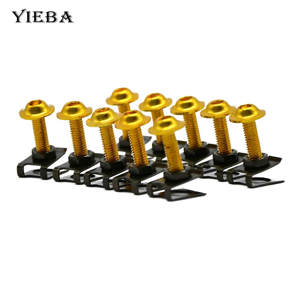 10pcs 6mm Motorcycle Body Fairing Bolts Spire Speed Fastener Clips Screw Spring Bolots Nuts FOR GSXR600 GSXR750 GSR400 GSR600
