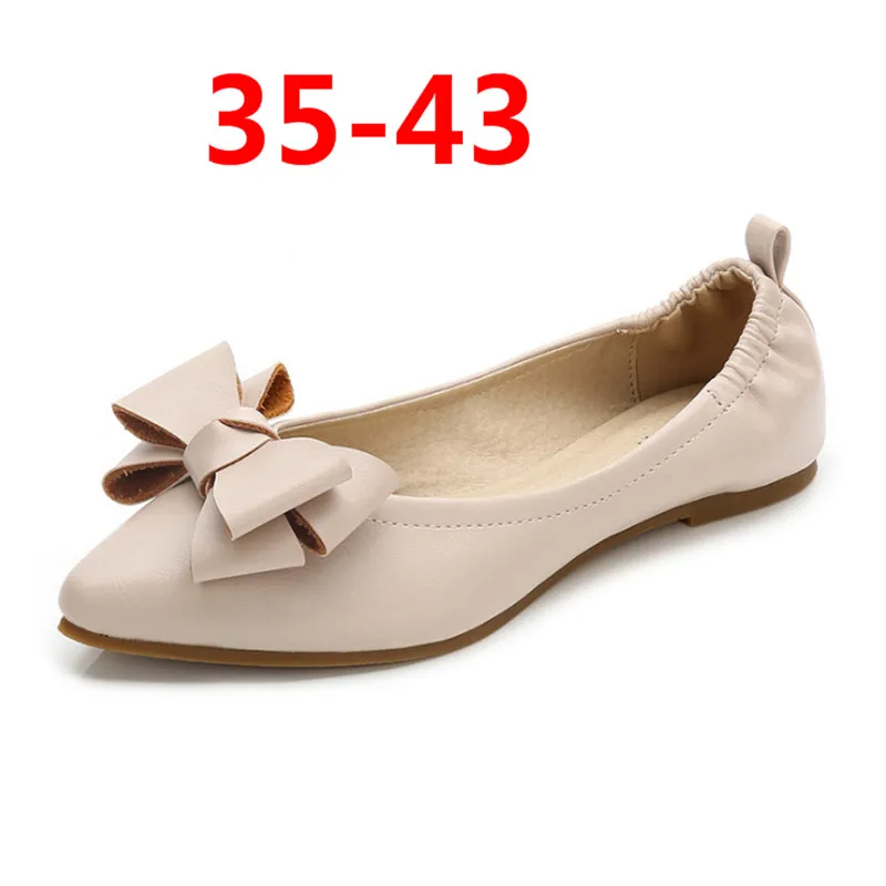 

2019 new spring single shoes casual shallow mouth pointed women's shoes fashion bow flat shoes comfortable