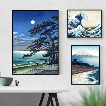 

Vintage Japanese Landscape Poster Prints Wave Kanagawa Art Canvas Painting Wall Pictures For Living Room Oriental Decor