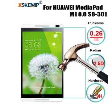 

XSKEMP 9H Scratch Proof Screen Protector For Huawei MediaPad M1 8.0 S8-301W Ultra Clear Tablet Anti-Shatter Tempered Glass Film