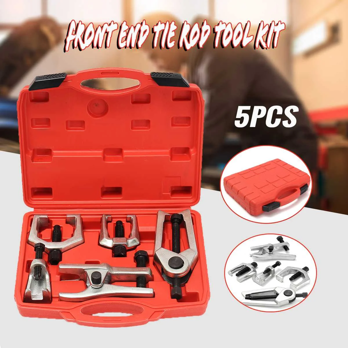 

5Pcs Front End Service Tool Kit Ball Joint Tie Rod Set Pitman Arm Puller Remover Heavy Forged Alloy Steels Tool
