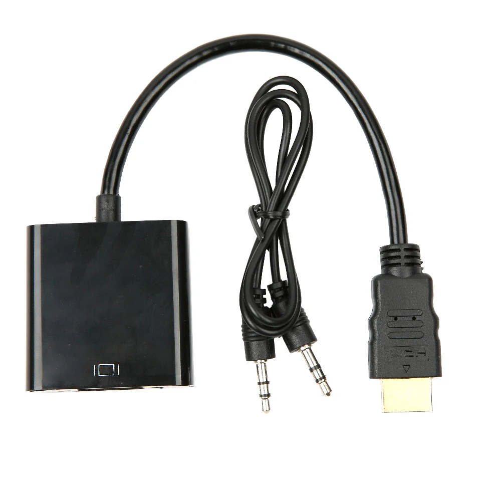 HDMI-compatible VGA Audio Adapter Male to Female 1080p HDTV Monitor TV for XBOX 360 PS3 with 3.5mm Audio Cable Adapter Converter