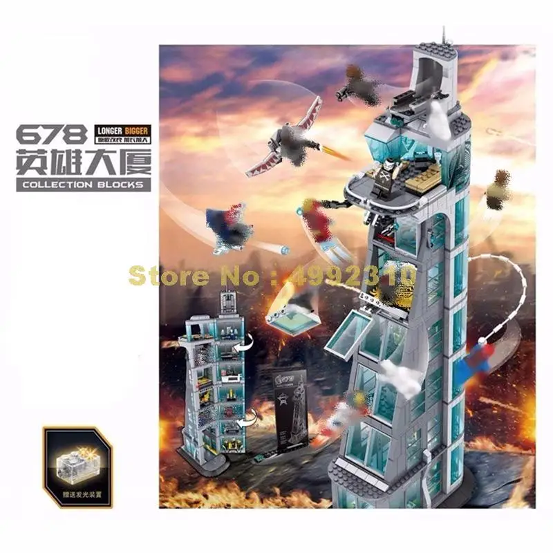 

sh678 1209pcs upgraded version super hero attack on tower 76038 building block Bricks Toy