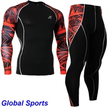 2017 Quick Dry running sets suit for jogging men Round Neck Gym long sleeve Tshirts and pants For Team