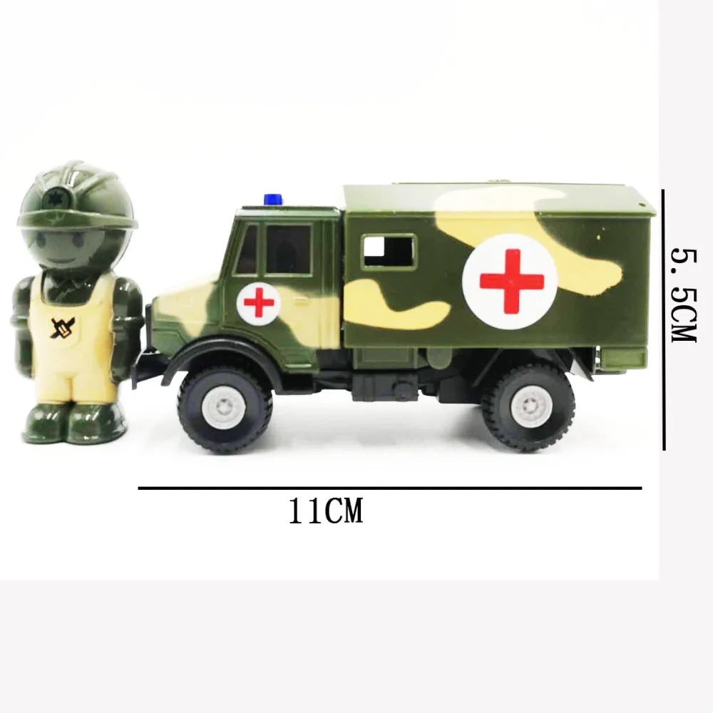 

1:52 Zinc Alloy Ambulance Model Truck Military Car Toy Metal Castings Strong Pull Back Force Vehicle Free Gift Doll