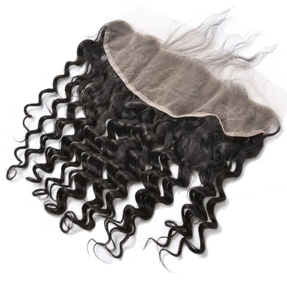 

Brazilian Hair Curly Lace Frontal 13x4 Ear to Ear Customized Lace Frontal with Baby Hair Pieces For Black Women Deep Wave Hair