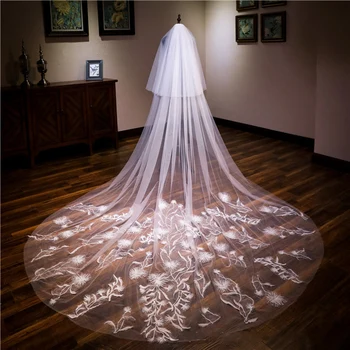 

New Super Long 3.5 Meters Long Widened Trailing Big Veil Double Belt Hair Comb Can Cover The Bride Veil Wedding Veils Long Manti
