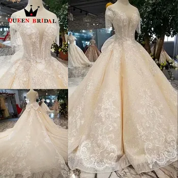 شراءجديد وصول 2020 Vestido دي Noiva ملكة الزفاف كريستال الترتر الفاخرة فساتين زفاف دانتيل يصل مخصص ثوب زفاف WD292