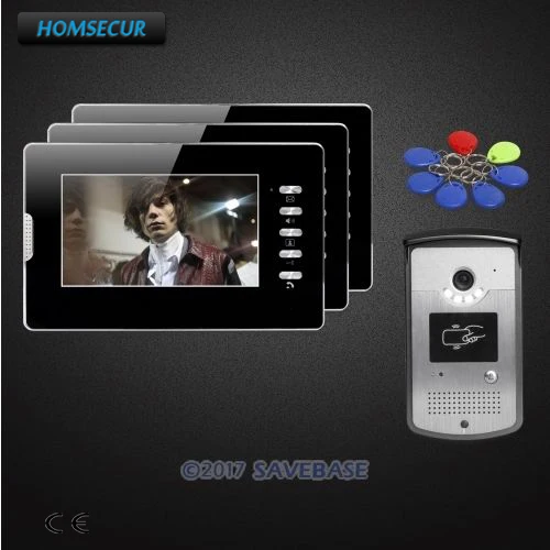 

HOMSECUR 7" Video Door Phone Intercom System with Keyfobs Unlocking Camera for Apartment