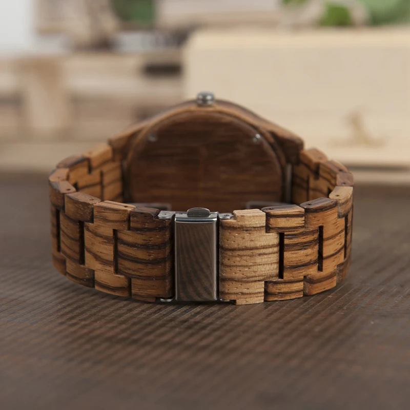 BOBO BIRD Mens Watches Zebra Bamboo Wooden Quartz Wristwatch relojes Male hombre Luminous Wood Band in Gift Box Customized