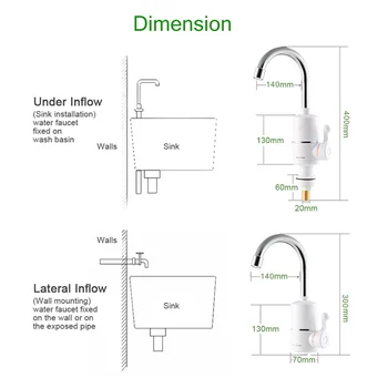 

1pcs Electric Faucet Tap Instant Hot Water Heater for Home Bathroom Kitchen EU Standard XHC88