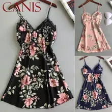 Hirigin 2019 Brand New Sexy Floral Print Women Silk Lace Sleeveless Robe Babydoll Nightdress Nightgown Sleepwear Night Dress