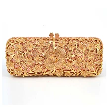 Роскошные хрустальные вечерние сумки с цветочной аппликацией, металлические клатчи для невесты, золотые свадебные сумочки Клач для коктейля, кошелек 88278