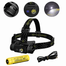 Headlamp NITECORE HC60W warm white Cree XM-L2 U2 max. 1000LM beam Distance 117 meters headlight + 18650 3400mAh battery + cable