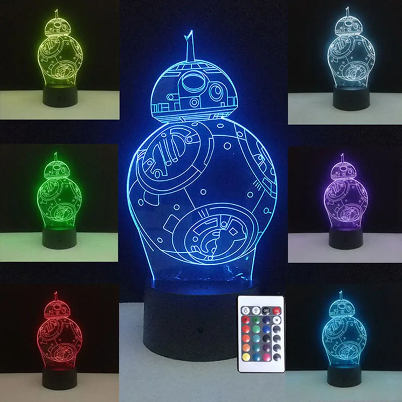 Star Wars 3D светодио дный лампа USB красочные настольные лампы йода R2D2 BB8 Звезда смерти ночник сенсорный настроение огни домашнего декора