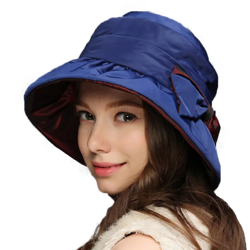 FS, зимние шапки с широкими полями для женщин, складная теплая Кепка, элегантная женская винтажная шапка с бантом, утолщенная двухслойная шляпа-федора