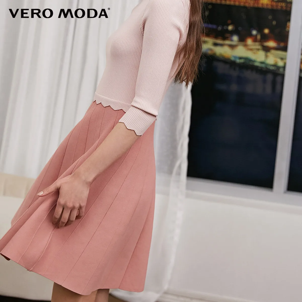 Vero Moda новые женские сплайсированные круглый вырез 3/4 рукава платье | 318346520