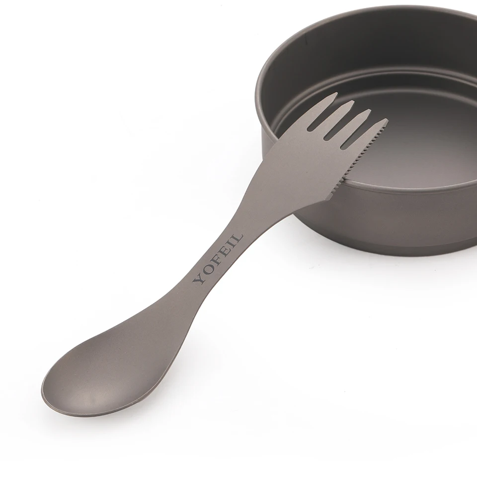 

Camping Titanium Spoon Fork Three in one Ultralight Titanium Tableware Camping Outdoor Spork Outdoor Hiking Accessories
