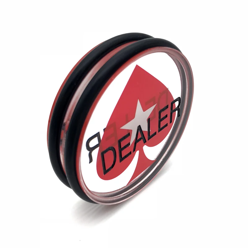 Baccarat 1PC 3inch Acrylic Pressing Texas Holdem Poker Cards Guard Poker Dealer Button Acrylic Hearts Rubber Ring DEALE qenueson