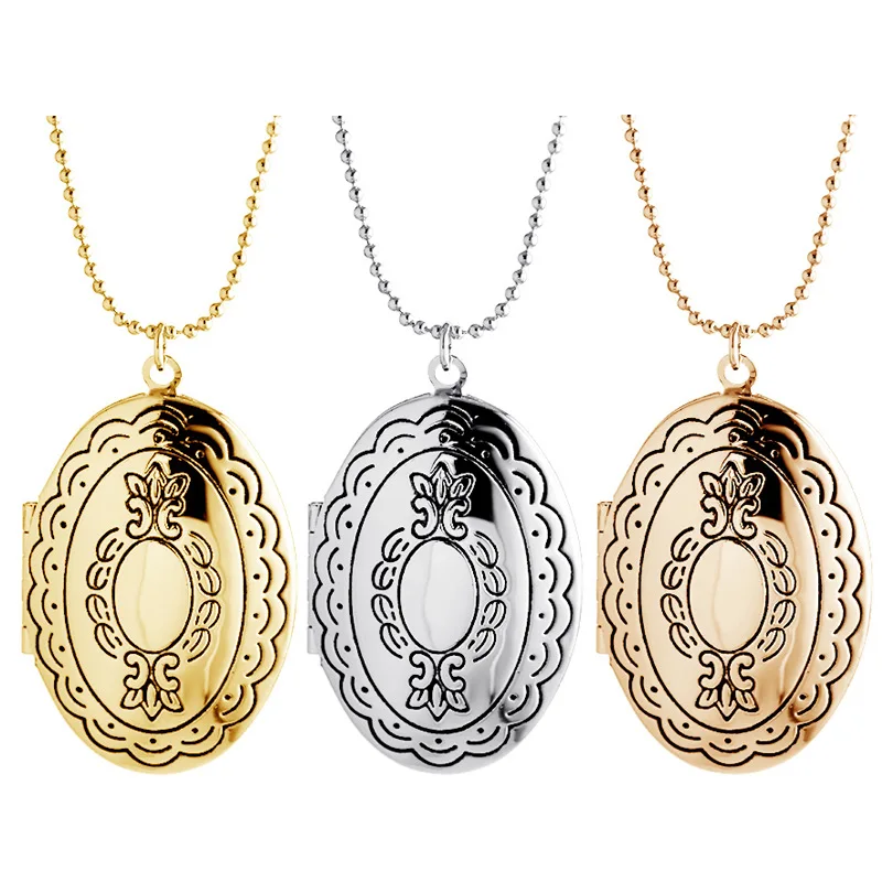 

Fooderwerk Jewelry VintageGold Rose Gold Sliver Color Charms DIY Elliptical Phase Box Floating Locket Pendant Necklace For Women