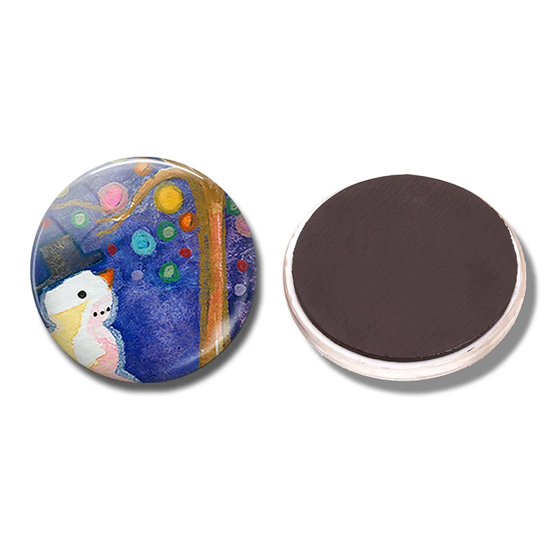 

Cartoon Snowman Refrigerator Magnets for Children 30 MM Fridge Magnet Glass Dome Diy Cute Fridge Decoration Creative Home Decor