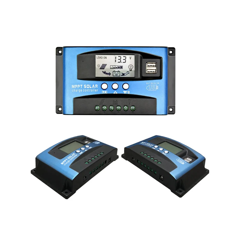 

MPPT 30/50/60A Solar Charge Controller Dual USB LCD Display 12V 24V Auto Solar Cell Panel Charger Regulator with Load