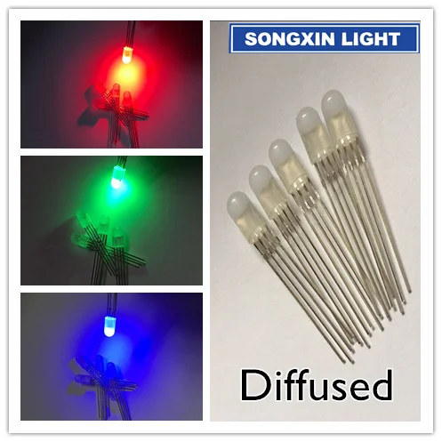 

100 pcs LED 5mm RGB Diffused LED 5mm RGB Diffused COMMON Cathode 4Pins RGB Tri Color Emitting Diodes