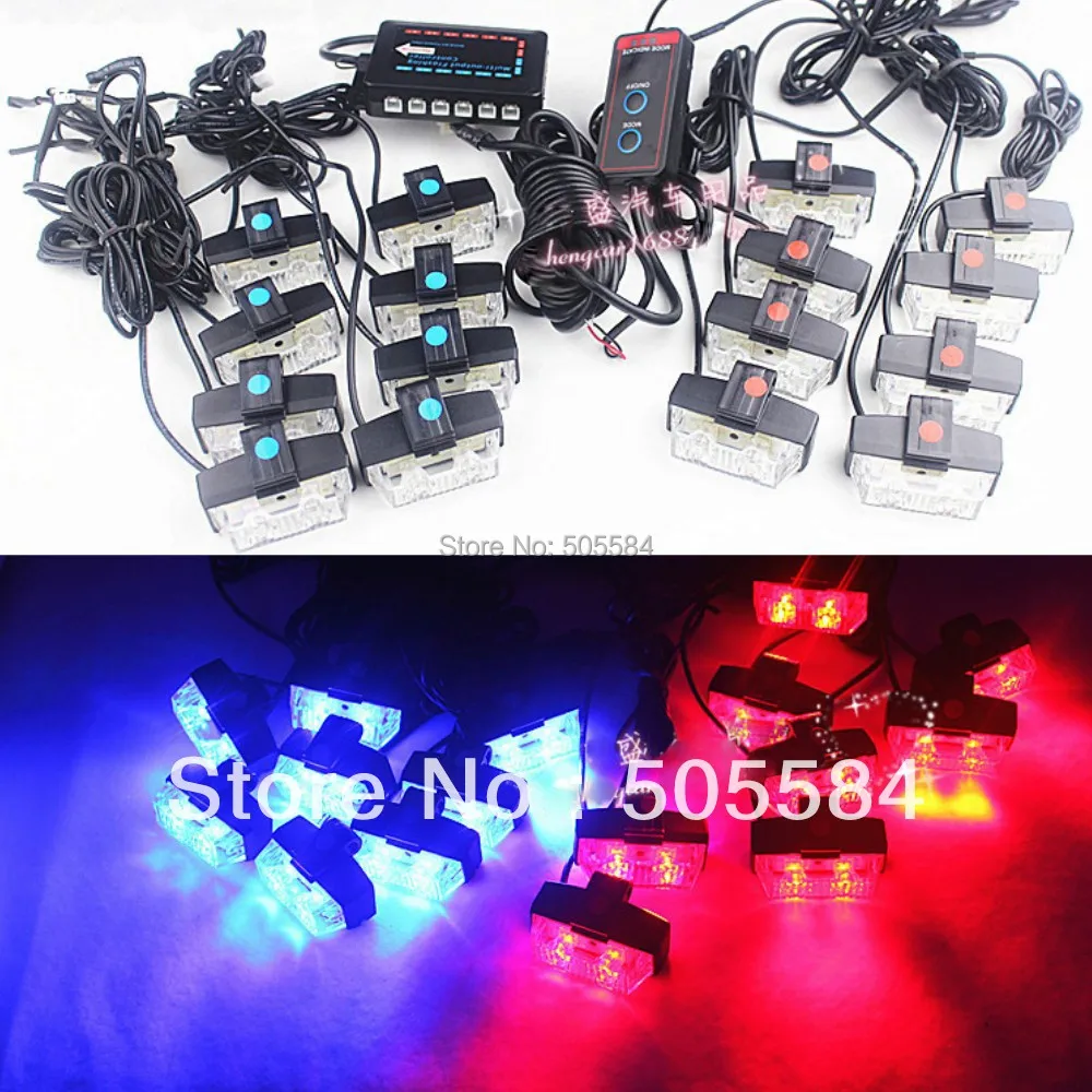 16 in 1 32 LED + Strobe controller kit Car Led flash light 12V Auto Led