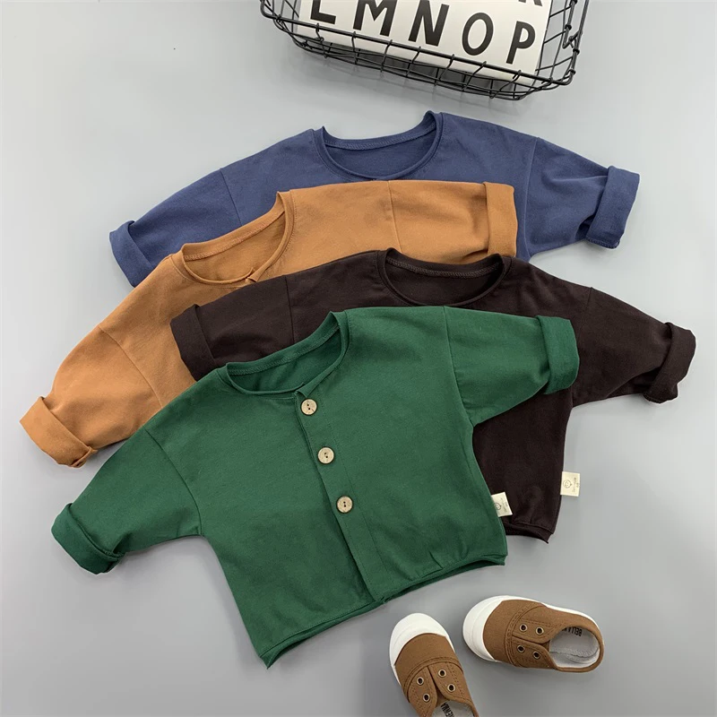 

Baby Boy Grils Knit Cardigan Toddler Sweater Infant Coat Solid Color Fashion Cute Infant Boy Knitted Jacket LZ173