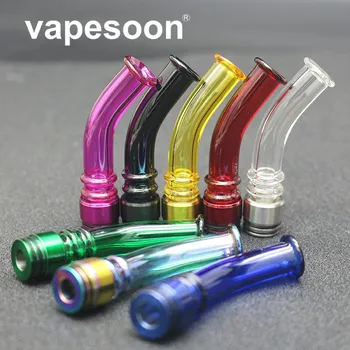 

20pcs High quality 510/810 Long Curved Glass Drip Tip Mouthpie for e-cigarette 510&810 Thread Atomizer Vape Vaporizer