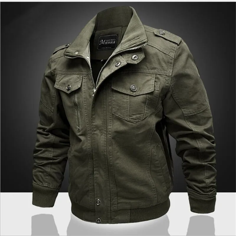 

Military Bomber jacket Spring autumn men Solid color Cotton coat mens Plus size Army jacket Male Air Force One outerwear M-6XL