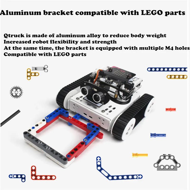 DIY micro: набор интеллектуальных роботов для автомобиля Qtruck/pyton обучающий микробит программируемый робот для мобильного телефона приложение для управления алюминиевым al
