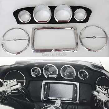 

Chrome Inner Fairing Trim Kit Gauge Trim Kit & Radio Trim Bezel Kit Fits For Harley Touring Electra Street Tri Glide 2014-2016