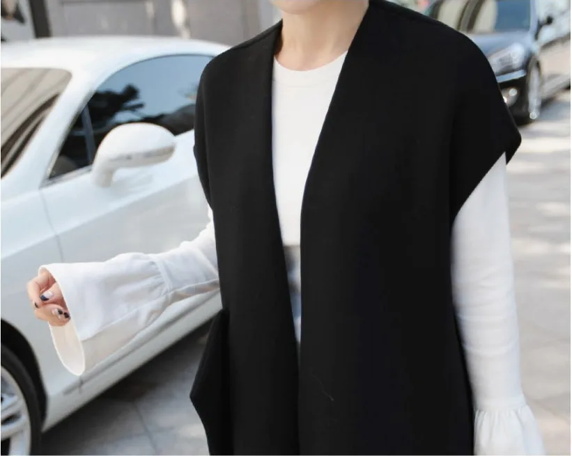DEAT Новая корейская модная женская одежда Свободное пальто без рукавов с v-образным вырезом с открытыми плечами женский жилет WB15801