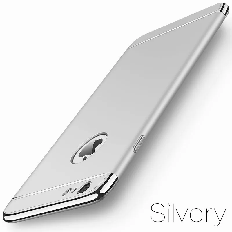 Роскошный чехол 3 в 1 для iPhone 8, 7, 6, 6s Plus, 5, 5S, SE, X, задняя крышка, съемный чехол 3 в 1, Fundas, чехол для iPhone X, 8, 7, 6, 6s, сумка - Цвет: Silver