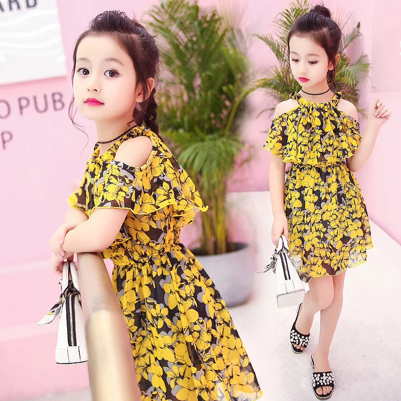

2019 Summer Party Dresses For Girls Wedding Dresses Floral Print Kids Dresses Summer Sundress 5-12Years Baby Girls Dress