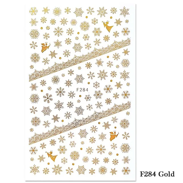2 шт рождественские наклейки для ногтей снежные хлопья рождественские обертывания Снеговик зимние украшения для ногтей инструменты для маникюра ползунки F281-284 - Цвет: F284 Gold