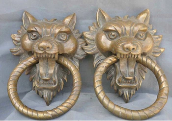 

WBY+++ free shipping 15' China Qing Bronze Animal Nobility Decorative Door Knocker Sculpture Statue