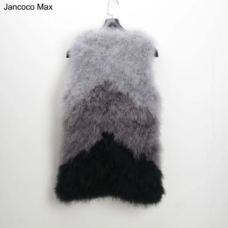 Réel mixed Véritable en Fourrure Gros Au Plume Détail De D'autruche Mixed Jancoco Nouvelle Grey Mélangée Femmes Veste Mode Couleur Red S1425 En Max Gilet qxf4wXBz