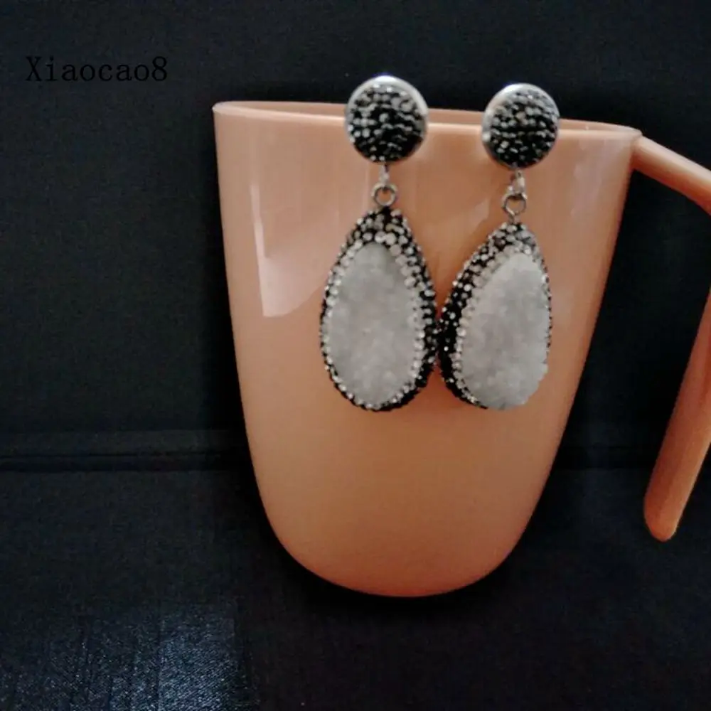 Женские винтажные серьги капельки длинные из натурального камня|dangle drop earings|dangle