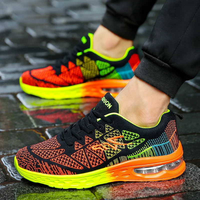 

Couples Air Mesh Sneakers Spring Autumn Women Running Shoes Orange Blue Jogging Male Shoes Breathable Sport Shoes For Unisex