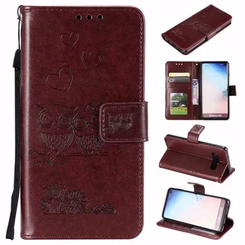 

100pcs/lot Owl Embossing 3 card leather protective cover case for samsung galaxy S6 S7 edge S8 S9 plus S10 S10 lite plus cases